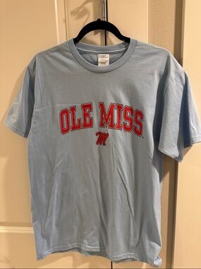 Ole Miss Light Blue Graphic Tee with Red Logo | Port Authority